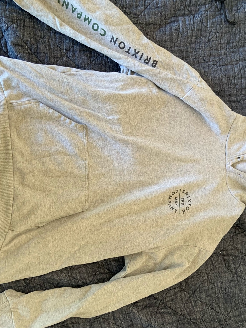 Brixton Heather Gray Pullover Hoodie with Branded Neck Tag
